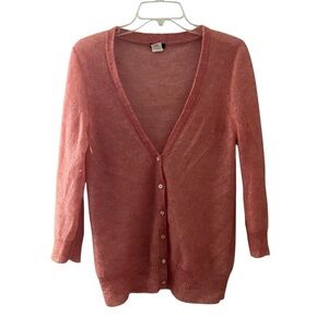 J Crew Mohair Blend Knit Lightweight Cardigan Sweater Peach Large
